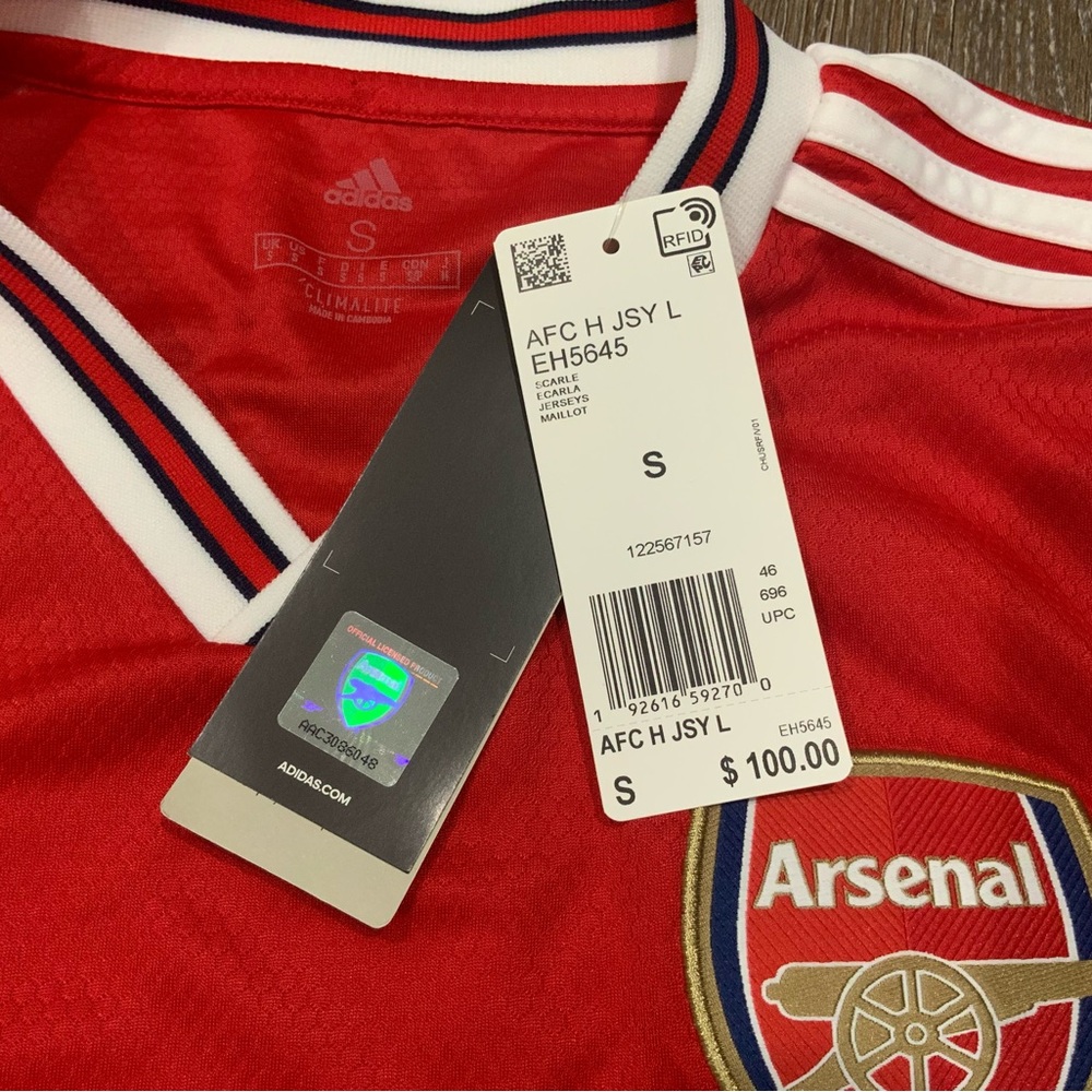 ARSENAL 2019 2020 Long Sleeve HOME SHIRT FOOTBALL SOCCER JERSEY EH5645 SIZE S - Picture 8 of 11
